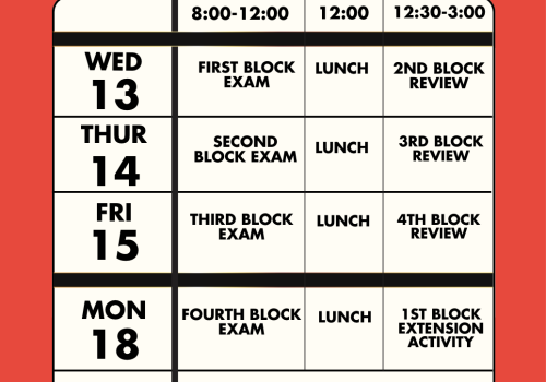 High School Exam Schedule - 2023
