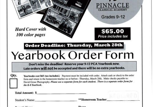 High School Yearbook Order Form