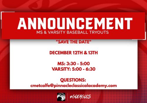 Save the Date: PCA Baseball Tryouts